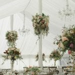 kim chan events | marquee wedding with beautiful chandeliers and flowers