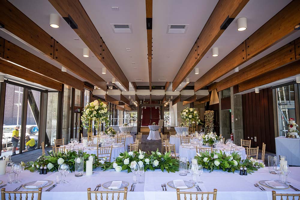 Christchurch Town Hall Reopening - Avon Room wedding styling by Kim Chan Events