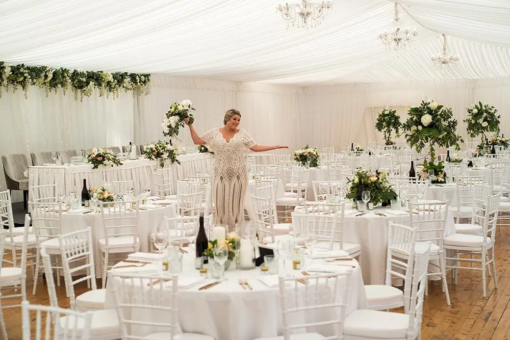 Beautiful bride Jess in her marquee