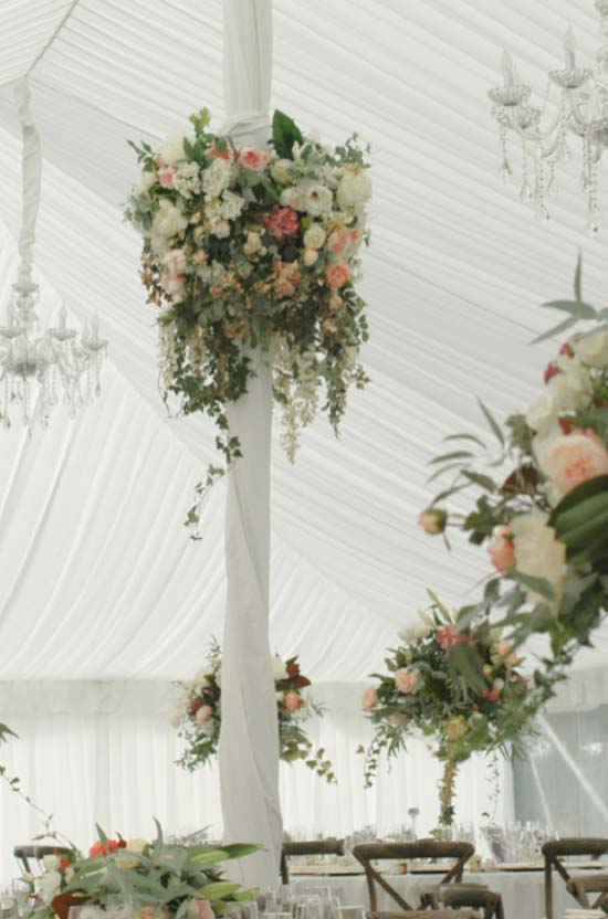 White marquee wedding styling